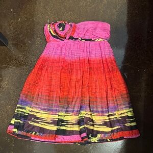 LaRok Strapless Dress in Pink and Red